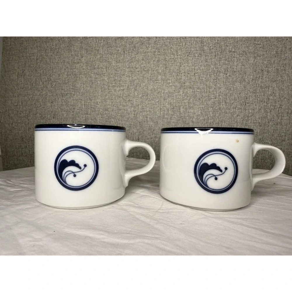 Set Of 2 Dansk Flora Juniper Blue and White Tea Cup Porcelain‎ Japan